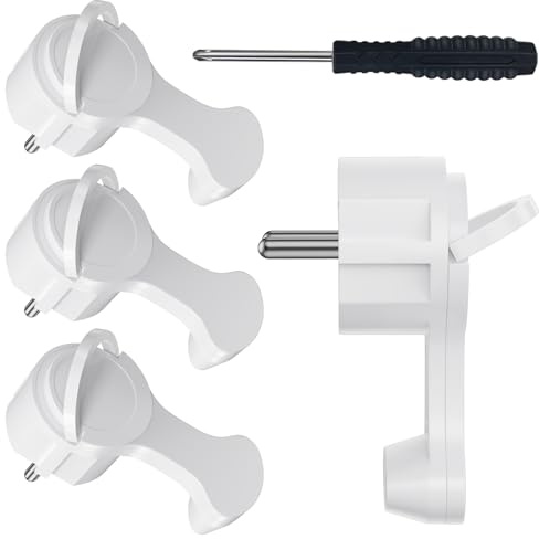 [4 Stück] Elektrische Schuko Stecker, Extraflach Schutzkontakt Winkelstecker mit Klappgriff, 250V 16A für Kabel bis 3x1,5 mm² Flachstecker Eurostecker, Weiß