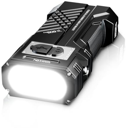 WARSUN Powerful Torch 10000LM High Lumens, Super Bright Rechargeable LED Torch with 3 Lighting Modes, Portable Flashlight for Camping, Home, Emergency