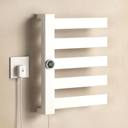 TINS Scaldasalviette Elettrico Bagno, 230 W Termoarredo Elettrico Bagno con Generatore di ioni Negativo e Aria Calda e Fredda a 3 velocità, Termostato Intelligente Display Touch a LED-White L
