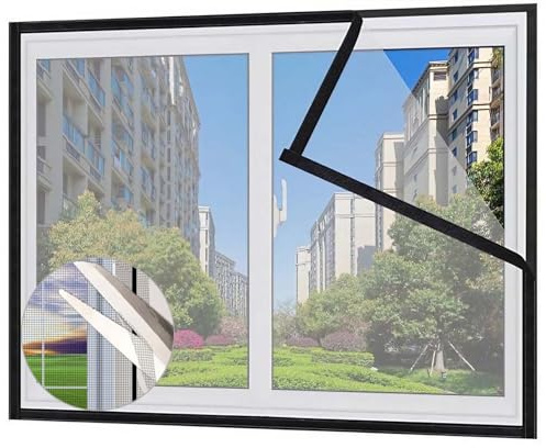 DIY Katzensichere Fliegengitter, Einstellbar Katzenschutz Fenster für Balkon Ohne Bohren, Moskitonetz Fenster, Transparent Katzengitter Fenster, Fenstergitter Insektenschutz (Color : White mesh Black