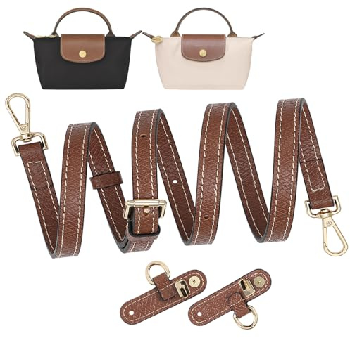 LOUKAYCCI Ersatzriemen für Geldbörse, Leder, Handtasche, Crossbody, Schultergurt, verstellbar, für Longchamp-Mini-Tasche für Damen, Braun