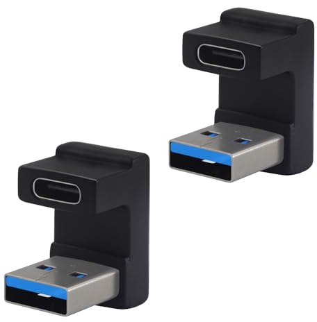 LANMINGLEL 180 Degree Angle USB 3.1 Adapter U Shape USB Male to USB-C Female Adapter 10Gbps Data Transfer for Laptop 2 Pack(USB M/C F)