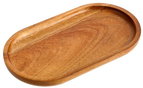 GEEHUA Bandeja de madera de acacia, 7.48 x 4.13 pulgadas, tabla ovalada de madera natural, bandeja de cocina, bandeja de baño, plato de charcutería para fiestas, cenas, bodas, alimentos, aperitivos,