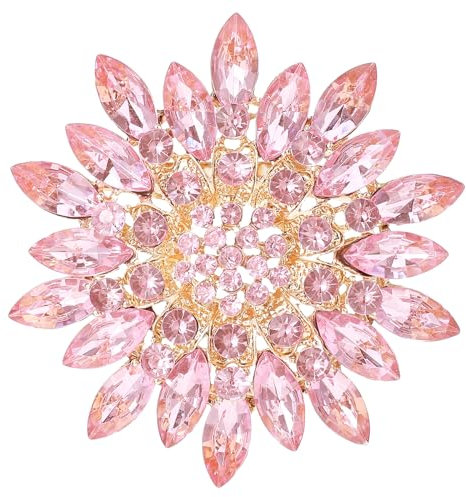 Strass Sonnenblumen Brosche Rote Rosa Blumenbrosche Marquise Kranz Broschen Funkelnde Brosche Elegante Kleidung Hut Tasche Rock Accessoires Schmuck Geschenke Für Frauen Mädchen Teenager