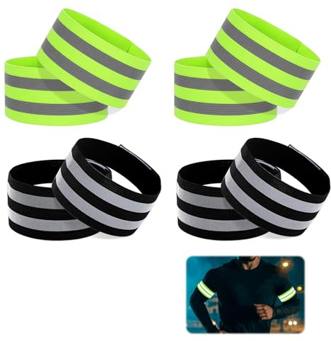 TENTHPEO 8 Pezzi Bande Catarifrangenti Running, Bracciale Riflettente, Alta visibilità Fasce Riflettenti, Cinghie Riflettenti per Ciclismo Corsa Jogging Passeggiate Ciclismo Escursionismo
