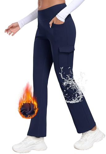 MoFiz Pantalon de randonnée pour Femme Imperméable Taille Haute Thermique Pantalon de Yoga Stretch avec Poches