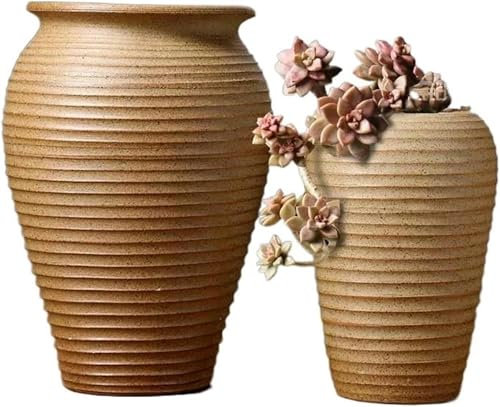GFXYQPDNV Macetas Macetas Plantas suculentas Macetas de cerámica en Bruto Juego Grande de Dos Piezas de tarros de cerámica Altos Vintage Macetas para el hogar/Oficina/jardín Maceta