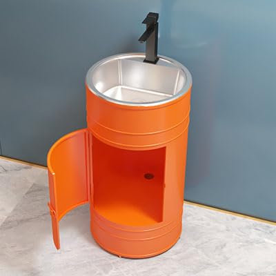 Rundes freistehendes Waschbecken für modernes Badezimmer, Standwaschtisch mit Aufbewahrungsmöbel, zylindrisches Standwaschbecken