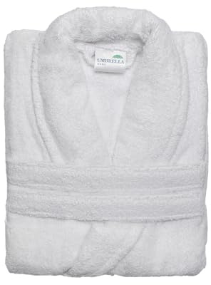Albornoz de toalla de rizo de algodón premium Umbrella Outdoors - Bata de spa y hotel unisex de calidad, toalla de baño extra suave y absorbente gruesa para hombres y mujeres, blanco, XL