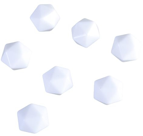 7Pcs 20 leere Blanko-Würfel, 20-seitige Würfel mit runden Ecken, 20 mm, Acrylwürfel für Klassenzimmer, Brettspiel-Aufkleber