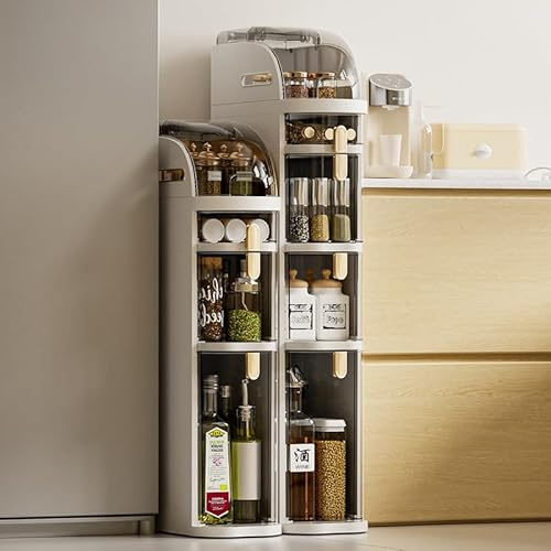 Zstar Badezimmerschrank Schmal Rollwagen mit 4 Schubladen, Badregal, Küchenschrank mit Rädern, Kunststoff, Platzsparend Wasserdicht Badschrank, Slim Beistellschrank, 18x41x98cm
