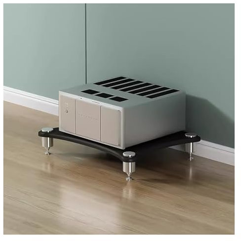 WJFTODAY Gabinete de pie para componentes de Audio y Video con estantes Abiertos y soportporte para Amplificador, Soporte para Consola Multimedia para Consolas de Videojuegos, Color Negro (1 Estante)