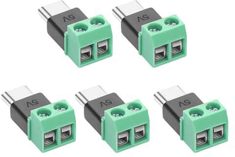 5 pz. connettori tipo C su connettore a 2 pin, connettori senza saldatura, 5 V 3 A, USB C 2 pin, adattatore senza saldatura, morsetto terminale, senza trasferimento dati, per tablet, fotocamere