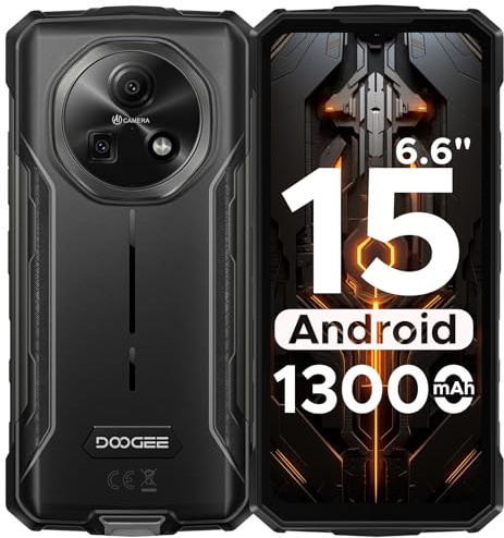 DOOGEE Fire 5 Téléphone Portable Incassable, 13000mAh Telephone Incassable, 6.6''HD+ 90Hz, Smartphone Incassable Android 15, 12Go(3+9)+64Go/2To, Octa Core/Face ID/GPS/NFC/OTG, Gris