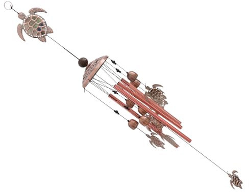 JOINPAYA Clochette Suspendue de Jardin en Métal Marron, Décoration Extérieure Élégante Pendentif Tortue, Accessoire Unique pour Jardin ou Salon