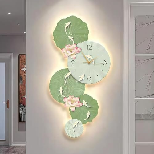 Orologio da Parete Moderno, Nuovo Soggiorno Cinese, Decorazione di Sfondo, murale d'ingresso Adatto per Camera da Letto, Ufficio (Verde, Medio)