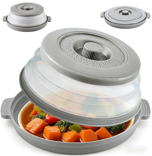 Foldable Microwave Splatter Cover - Food Guard with Vent for Kitchen