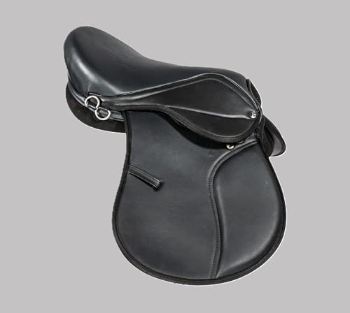 Synthetic Leather Treeless Horse Saddle Lightweight Durable All Purpose Riding Saddle for Comfort and Flexibility Black Color Size 17 Inch