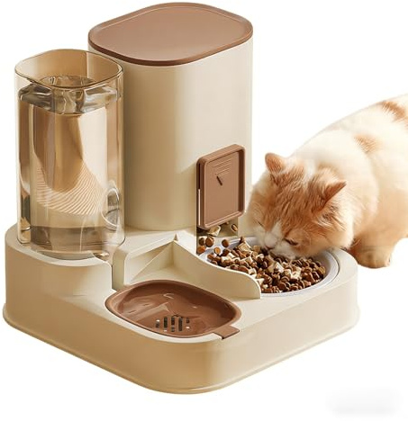 Comida automática para Gatos 2 en 1, dispensador de Comida de Viaje y dispensador de Agua para Perros, Gatos, Mascotas, extraíble, fácil de Limpiar, el tamaño de la Tapa es Ajustable, Piscina