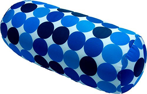 COVERBAGBCN - Rundes Relax Anti-Stress-Kissen | Entlastung für die Halswirbelsäule | Füllung mit kleinen Komfortperlen | Lycra-Stoff, weich im Griff | Maschinenwaschbar | 35x15 cm (Blaue Punkte).