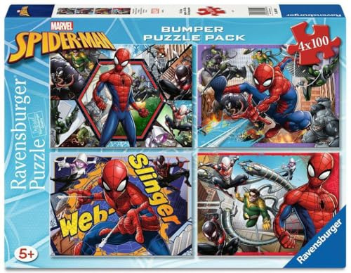 Ravensburger Kinderpuzzle 06914 - Rettung in der Not 4X 100 Teile Puzzle in Einer Box, für Puzzle-Freunde und Fans von Spiderman ab 5 Jahren