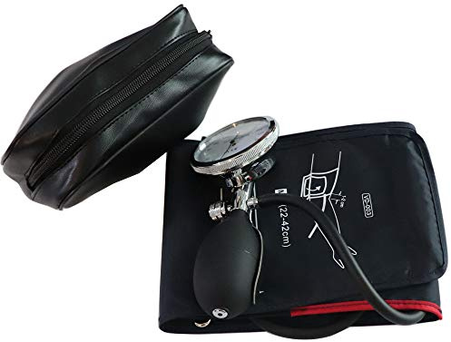 Adult Extra Longer Manual Blood Pressure NIBP Cuff, 22-42 cm arm Circumference Single Tube NIBP Cuff with Pressure Gauge and Inflation Bulb Dark Blue Color