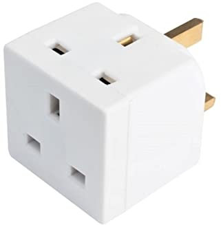 BAANI 2 Way Double Plug Adaptor - Multi Plugs Extension Sockets Adapter - UK 3 Pin Socket Extensions 250V 13 Amp - Power Extender Multiplug Block for Kitchen, Office, PC, TV, Indoor Lighting