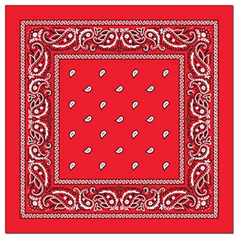 FABSELLER Bandanas aus Baumwolle, Unisex, bedruckt, Cowboy-Halstuch, Stirnband, quadratisches Taschentuch für Männer und Frauen, 12 Stück, rot, 55x55cm(22x22inches)