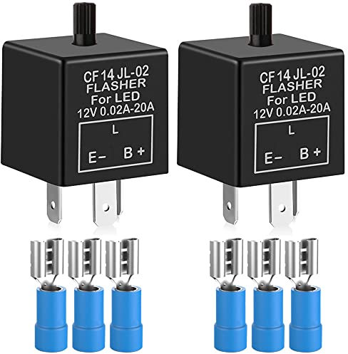 Gebildet 2Piezas 12V 3Pin Relé Intermitente Ajustable para Señales de Giro LED, CF-14KT Interruptor Intermitente electrónico 0.1W-150W, Solución para el Indicador de Señal Luz Intermitente