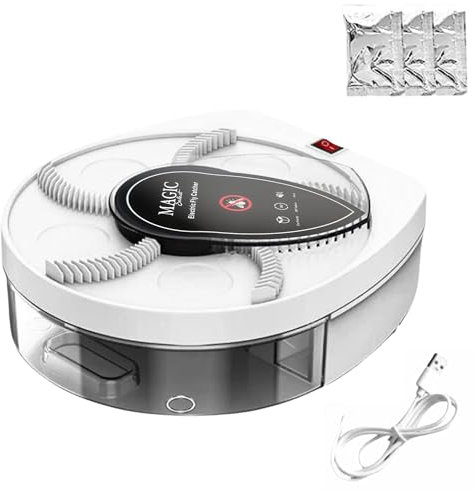 MAGIC SELECT Acchiappamosche Elettrico. Trappola per Mosche Girevole a 360°con Presa USB e Supporto da Parete per casa, Cucina, Ristorante, Hotel, Bar. (Bianco)