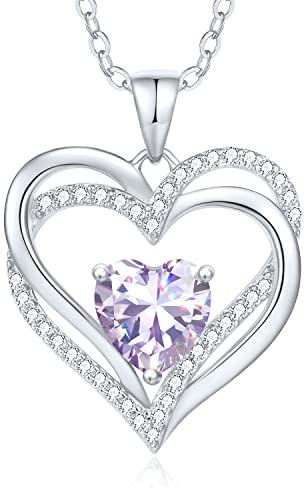 CDE Kette Damen Herzkette 925 Sterling Silber Geburtsstein Halsketten Schmuck Herz Anhänger Weihnachten Valentinstag Muttertags Geschenk Hochzeit Jubiläum Geburtstag Frau Freundin Mama | Geschenk für Weihnachten Valentinstag Muttertags Geschenk Hochzeit Jubiläum Geburtstag Frau Freundin Mama