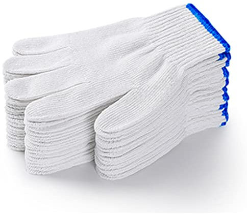 Herren weiße Baumwoll-Arbeitsschutzhandschuhe, Unisex gestrickte leichte Sicherheits-Arbeitshandschuhe für Industrie, Kochen, Grillen, Haushaltsgeräte, BAU und Garten,1 pack/12 Pairs