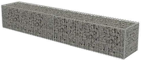 Gecheer Gabionvägg med lock 300 × 50 × 50 cm galvaniserat stål gabion upphöjd bädd stenkorg trådkorg gabionkorg gabionvägg 300 x 50 x 50 cm (L x B x H), hög lastkapacitet, galvaniserat stål