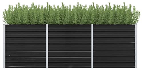 WIFESE Garten-Hochbeet Anthrazit 240x80x77 cm Verzinkter Stahl Hochbeet Metall Hochbeete für Garten Pflanzenbett Kräuterbett Blumenkiste Dekorieren Eingang Balkon Terrasse Garten Stilvoll Langlebig