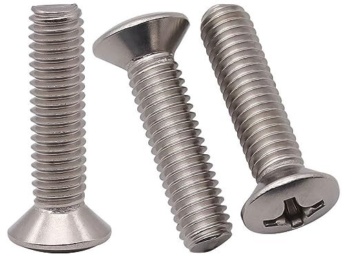 1/4-20 x 1/2 (30 pcs) Phillips Oval Head Machine Screws, 304 Stainless Steel 18-8, Decorative Domed Head Screws, Countersunk Hole Screws