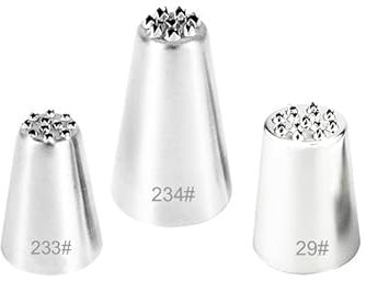3pcs Seamless Icing Tips Set Small Grass Shaped Piping Nozzles Stainless Steel Cake Decorating Tips with Silk Flower Tool