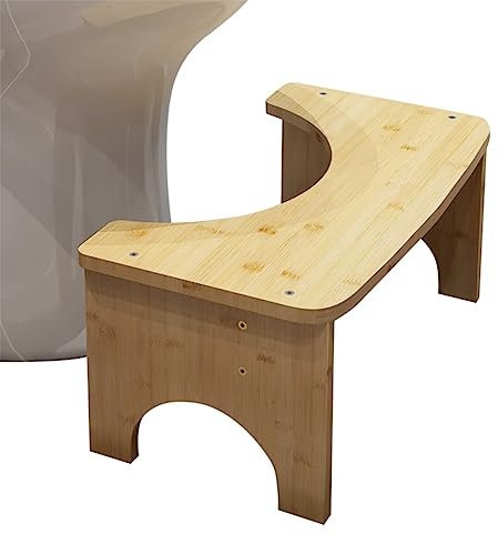 Hodeffior Toilettenhocker aus Bambus, 39,1 cm, Kackhocker, Badezimmer, Toilette, Töpfchen, gesunde Geschenke für Erwachsene, ältere Menschen, Kinder, Primärfarbe, Toilettenhocker 39 x 22 x 16,5 cm