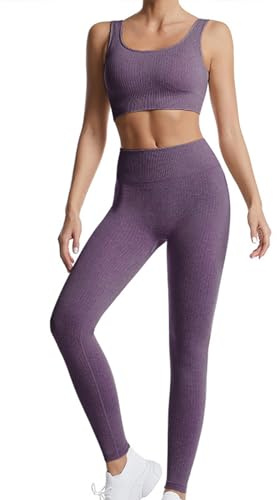 dohomiryo Completo Palestra Donna Reggiseno Sportivo+Leggings 2 Pezzi | dohomiryo Donna Set di Abbigliamento Yoga Top Sportivo+Leggings 2 Pezzi Tuta Sportiva Palestra Fitness Activewear