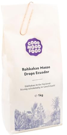 Bio Rohkakao Masse 100% Drops 1kg aus Ecuador – Vegan, Ritualkakao | Zeremonieller Kakao, fair & direkt gehandelt, Arriba Nacional, ungeröstet, schokoladig