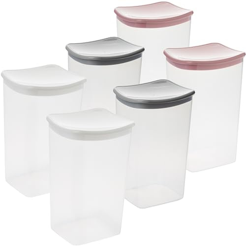 2friends Schüttdosen mit Deckel 2l Vorratsdosen 6-er Set Müsllidosen Luftdicht Transparent Vorratsdose, 100% recyclebar, 20 x 12.5 x 11.5 cm, Made in EU