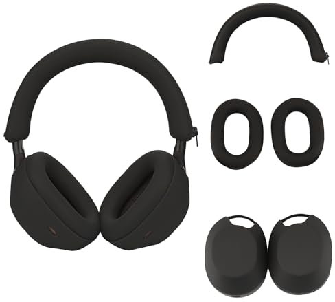 Silikonhülle Kompatibel für Sony WH-1000XM5, Kopfhörer Schutzhülle,Ohrmuscheln Kompatibel für Sony xm5,WH-1000XM5 Zubehör Soft Silikon Skin Protector-Schwarz