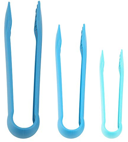 3 Stück Brotzange aus Kunststoff, Multifunktionale Toast Grillzange, Ergonomisches Lebensmittelklemmen, Küchenzange, Kunststof Toastzange für Küche, Grill, Kochen, Backen (Blau)