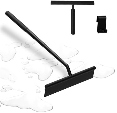 Duschabzieher Langer Stiel - Festigen Upgrade Abzieher Dusche Schwarz 23-97cm Teleskop Fensterabzieher mit Halterung Duschabzieher Silikon,Abzieher Boden,Duschkabinenabzieher fensterwischer