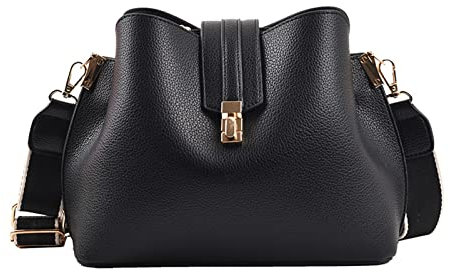 SilteD Modische Beuteltasche für Damen, luxuriöse Umhängetasche mit breitem Riemen, PU-Leder, modisch und vielseitig (Farbe: Gold, Größe: 25,4 x 20,3 x 10,2 cm)