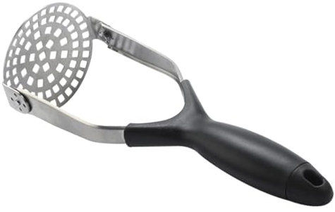 OUNONA Stainless Steel Potato Masher Garlic Presser Carrot Ricer Non-Slip Kitchen Tool for Easy Mashing Potatoes Vegetables