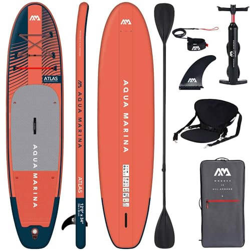 Campsup SUP Aqua Marina Atlas 12'0 Combo Aufblasbares Stand Up Paddle Board | Komplette Packung Surfboard für Einsteiger & Fortgeschrittene mit Kayak Sitz und Doppelpaddel