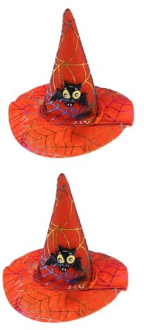 Mipcase 2pcs Cat and Dog Halloween Christmas Witch Hat Spider Web Pumpkin Design Comfortable Pet Hat Soft Material for Parties Cosplay and Daily Wear