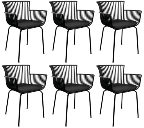 Kick Collection 6er Set Gartenstuhl Otis - Schwarz - Modern und Hochwertig - Kunststof, gecoat Metall en Pu-Leder - Erhältlich in vielen Farben