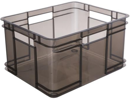 keeeper Caja de almacenamiento EURO-BOX, colección Bruno ECO, tamaño XL, 43x35x24, Gris translúcido
