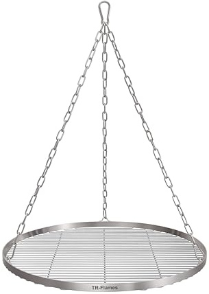 TR-FLAMES 60cm Edelstahl Grillrost Mit Kette Ø4, Schwenkgrill, BBQ, Camping, Outdoor Grillzubehör